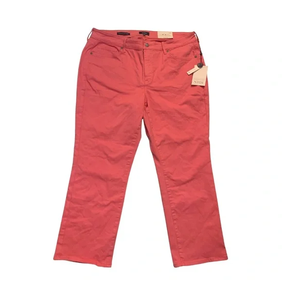 NYDJ Marilyn Straight Ankle Pink Jeans 16W Plus Size Coral Salmon Denim Crop - Picture 2 of 10